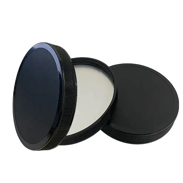 {Black PP Ribbed Plastic Screw Lid}